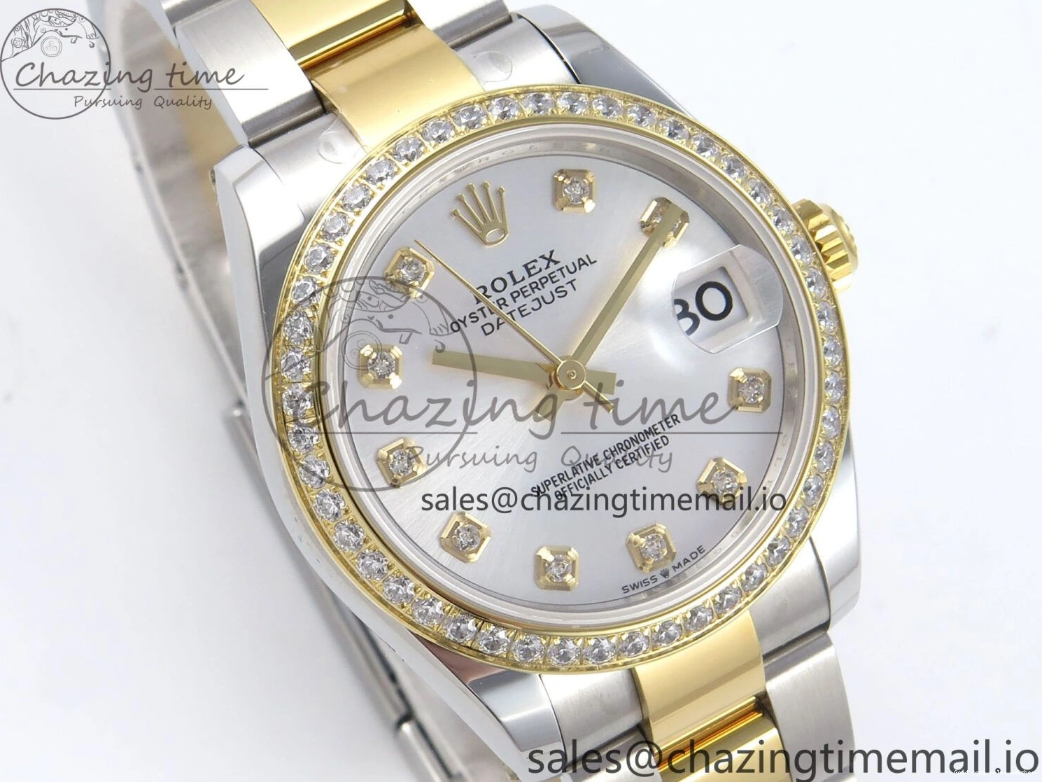 Rolex copies cheap SS 402 ETA YG Bracelet Steel 904L 1:1 ARF Silver OdorResistant 278383RBR Best DateJust Bezel Dial Diamonds 31 on Oyster Edition Diamonds 1103
